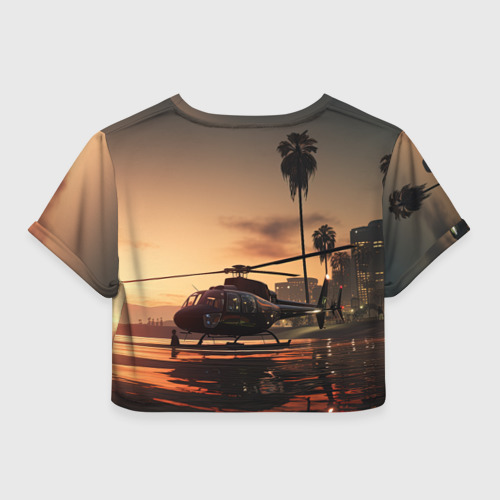 Женская футболка Crop-top 3D GTA 6 вертолет, цвет 3D печать - фото 2