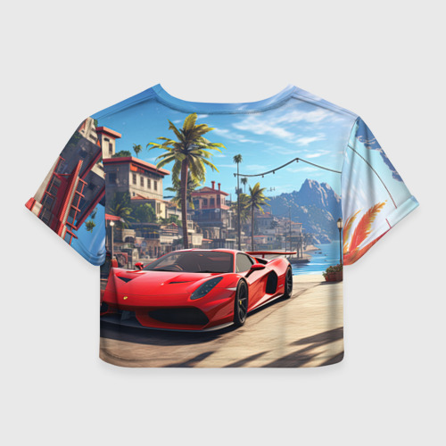 Женская футболка Crop-top 3D GTA 6 red auto, цвет 3D печать - фото 2