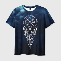 Мужская футболка 3D Вороны одина и символ вегвизир