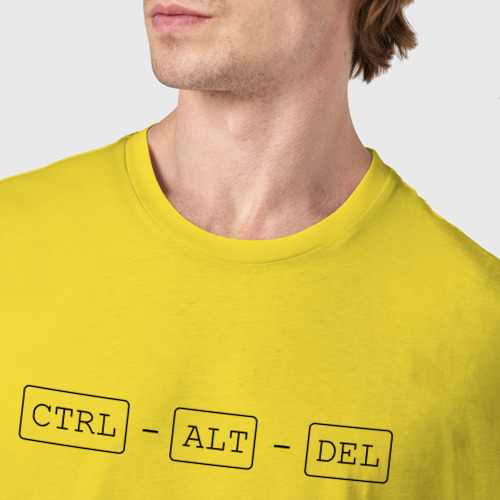 Мужская футболка хлопок Ctrl alt del, цвет желтый - фото 6