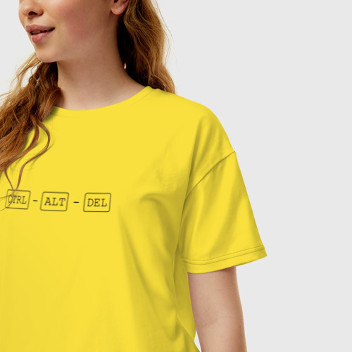 Женская футболка хлопок Oversize Ctrl alt del, цвет желтый - фото 3