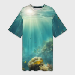Платье-футболка 3D Рыбы под водой