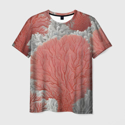 Мужская футболка 3D Красные и белые кораллы