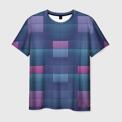 Мужская футболка 3D Фиолетовые квадраты