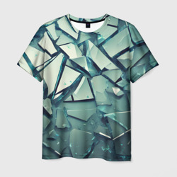 Мужская футболка 3D Битое стекло текстура
