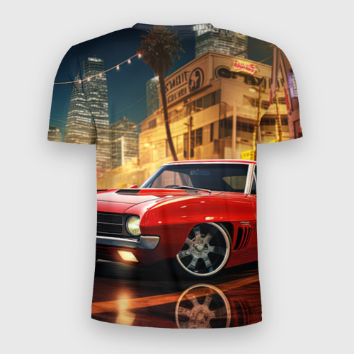 Мужская футболка 3D Slim GTA 6 red retro car, цвет 3D печать - фото 2