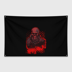 Флаг-баннер Красный скелет на чёрном фоне