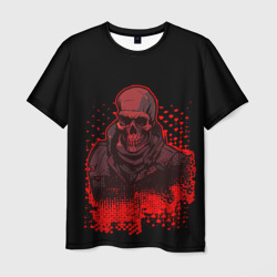 Мужская футболка 3D Красный скелет на чёрном фоне