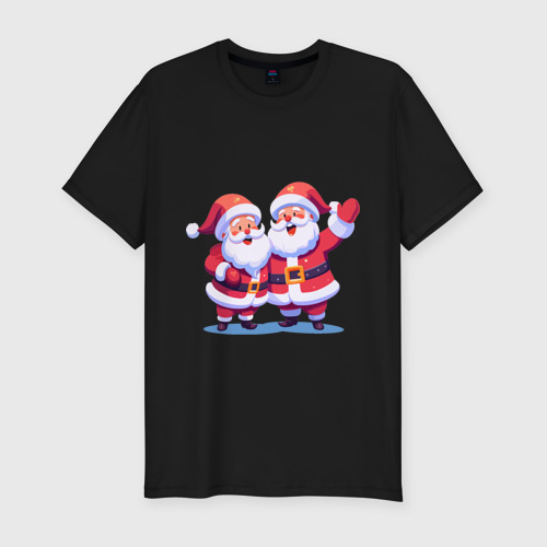 Мужская футболка хлопок Slim Дед Морозы, цвет черный