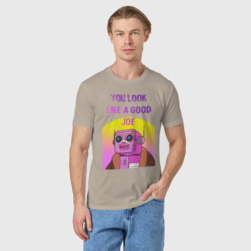 Мужская футболка хлопок Винтажный робот Кей, цвет миндальный - фото 3