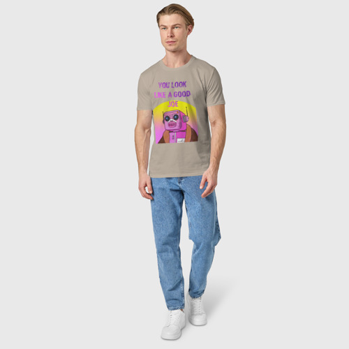 Мужская футболка хлопок Винтажный робот Кей, цвет миндальный - фото 5