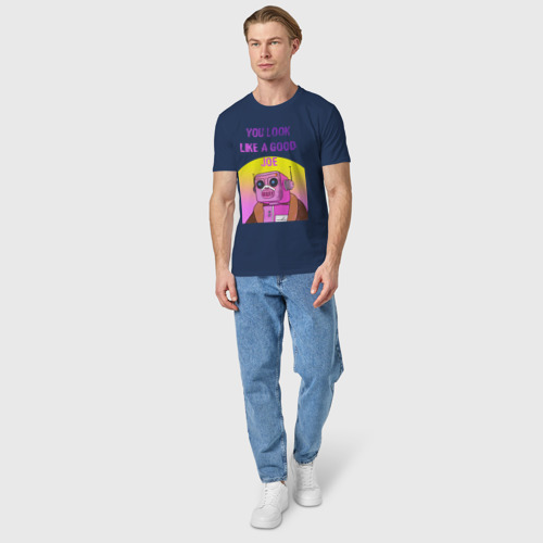 Мужская футболка хлопок Винтажный робот Кей, цвет темно-синий - фото 5