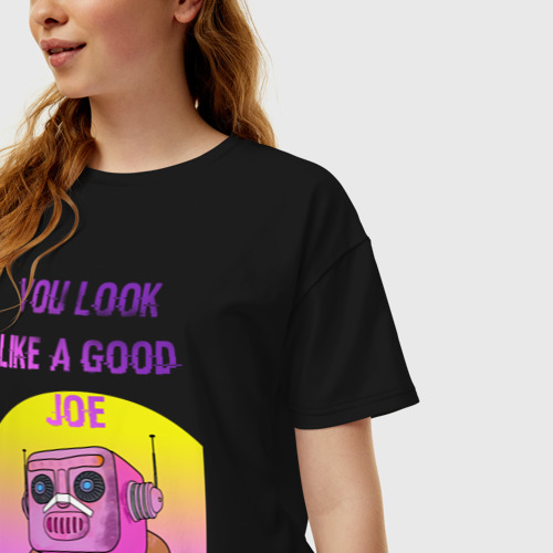 Женская футболка хлопок Oversize с принтом Винтажный робот Кей, фото на моделе #1