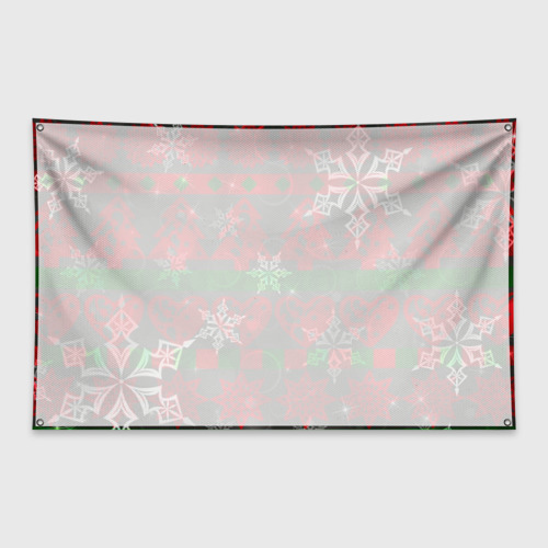 Флаг-баннер Рождественские узоры ёлки и снежинки  - фото 2