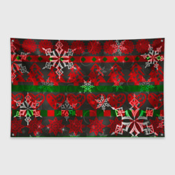 Флаг-баннер Рождественские узоры ёлки и снежинки 
