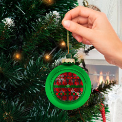 Стеклянный ёлочный шар Рождественские узоры ёлки и снежинки  - фото 2