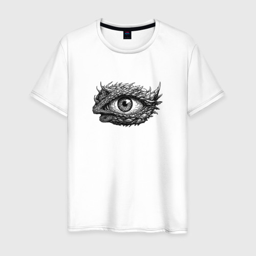 Мужская футболка хлопок Глаз дракона карандашом, цвет белый