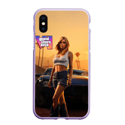 Чехол для iPhone XS Max матовый GTA 6 девушка у машины