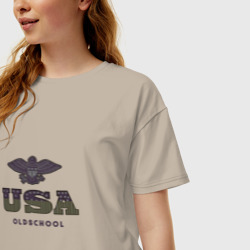 Женская футболка хлопок Oversize USA Oldschool - фото 2