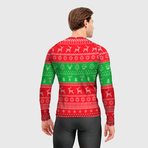 Мужской рашгард 3D Ужасный новогодний свитер, цвет 3D печать - фото 4
