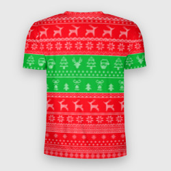 Футболка с принтом Ужасный новогодний свитер для мужчины, вид сзади №1. Цвет основы: белый