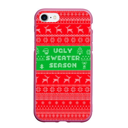Чехол для iPhone 7/8 матовый с принтом Ужасный новогодний свитер, вид спереди #2