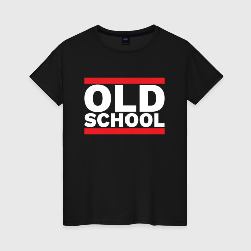 Женская футболка хлопок Old school - experience, цвет черный