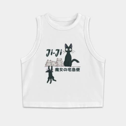 Женская укороченная майка-топ хлопок Кот Дзи-Дзи