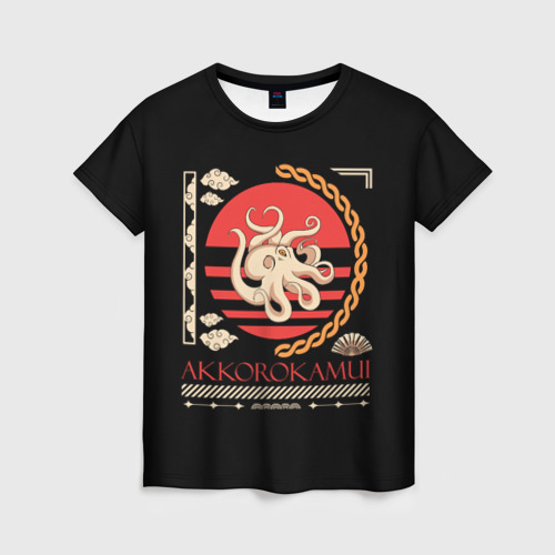 Женская футболка 3D с принтом Аккорокамуи - гигантский осьминог, вид спереди #2