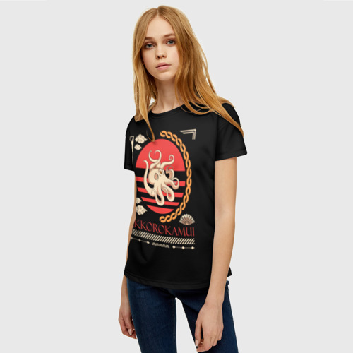 Женская футболка 3D с принтом Аккорокамуи - гигантский осьминог, фото на моделе #1