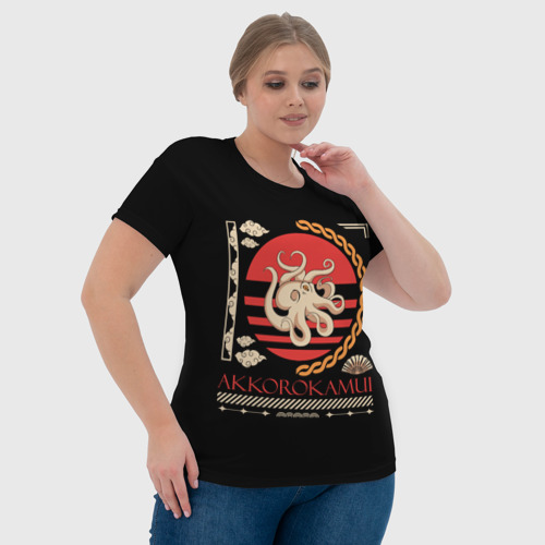 Женская футболка 3D с принтом Аккорокамуи - гигантский осьминог, фото #4