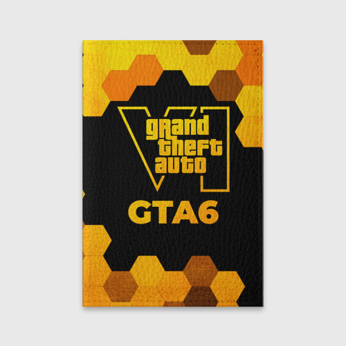 Обложка для паспорта матовая кожа GTA6 - gold gradient