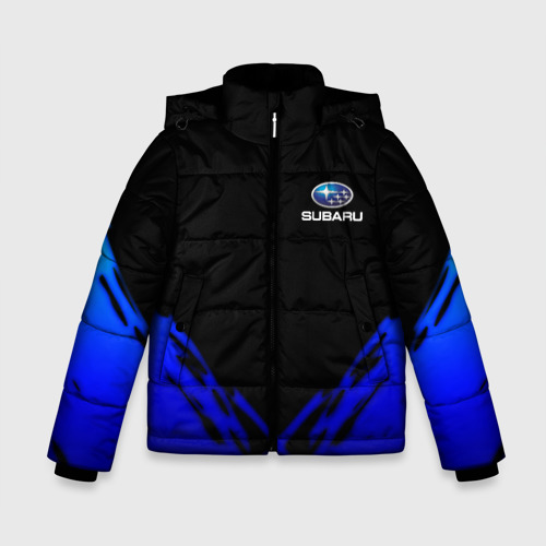 Зимняя куртка для мальчиков 3D с принтом Subaru geomery, вид спереди #2