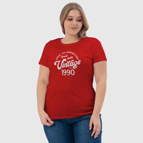 Женская футболка хлопок с принтом 1990 год - выдержанный до совершенства, фото #4