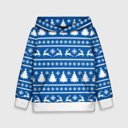 Синий свитер с новогодними оленями – Детская толстовка 3D с принтом купить со скидкой в -20%