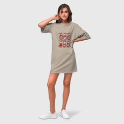 Платье-футболка хлопок Шесть матрешек в стиле мезенской росписи - фото 2