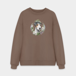 Мужской свитшот oversize без начеса хлопок Фокстерьер в цветах