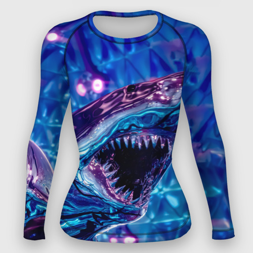 Женский рашгард 3D Фиолетовая акула, цвет 3D печать