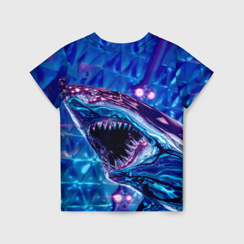 Детская футболка 3D с принтом Фиолетовая акула, вид сзади #1