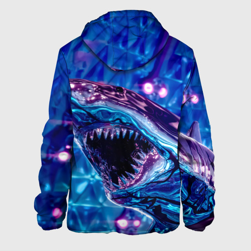 Мужская куртка 3D с принтом Фиолетовая акула, вид сзади #1