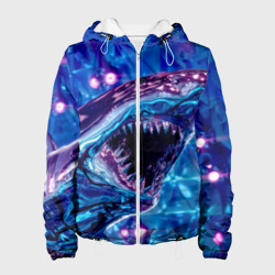 Женская куртка 3D Фиолетовая акула