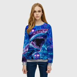 Женский свитшот 3D Фиолетовая акула - фото 2
