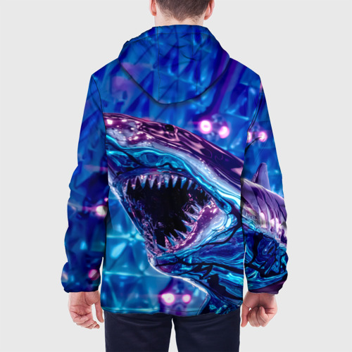 Мужская куртка 3D с принтом Фиолетовая акула, вид сзади #2
