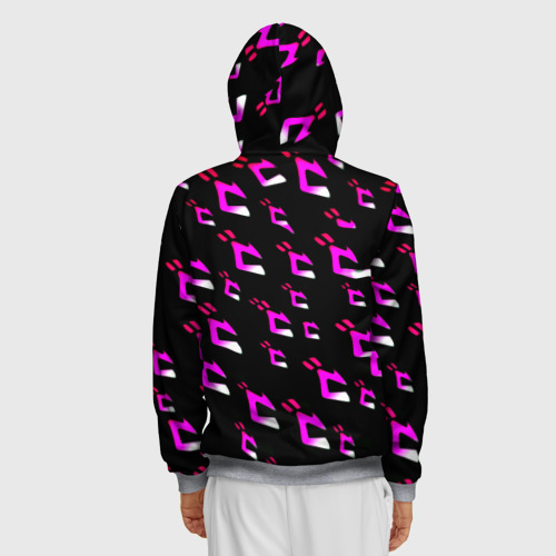 Мужская толстовка 3D на молнии JoJos Bizarre neon pattern logo, цвет меланж - фото 4