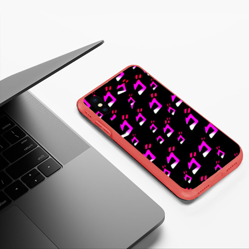 Чехол для iPhone XS Max матовый JoJos Bizarre neon pattern logo, цвет красный - фото 5