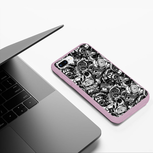 Чехол для iPhone 7Plus/8 Plus матовый Автотюнинг - запчасти , цвет розовый - фото 5