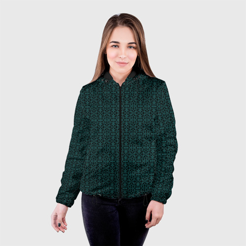 Женская куртка 3D Ажурный тёмно-зелёный, цвет черный - фото 3
