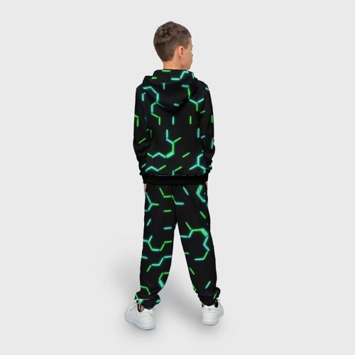 Детский костюм 3D Зеленые неоновые неполные гексагоны, цвет черный - фото 4