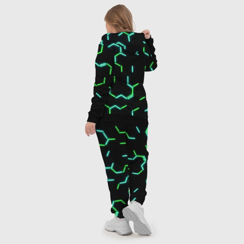 Женский костюм 3D Зеленые неоновые неполные гексагоны, цвет черный - фото 6