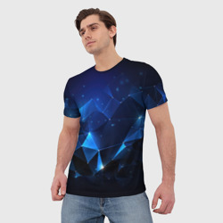 Мужская футболка 3D Синяя  геометрическая абстракция  - фото 2